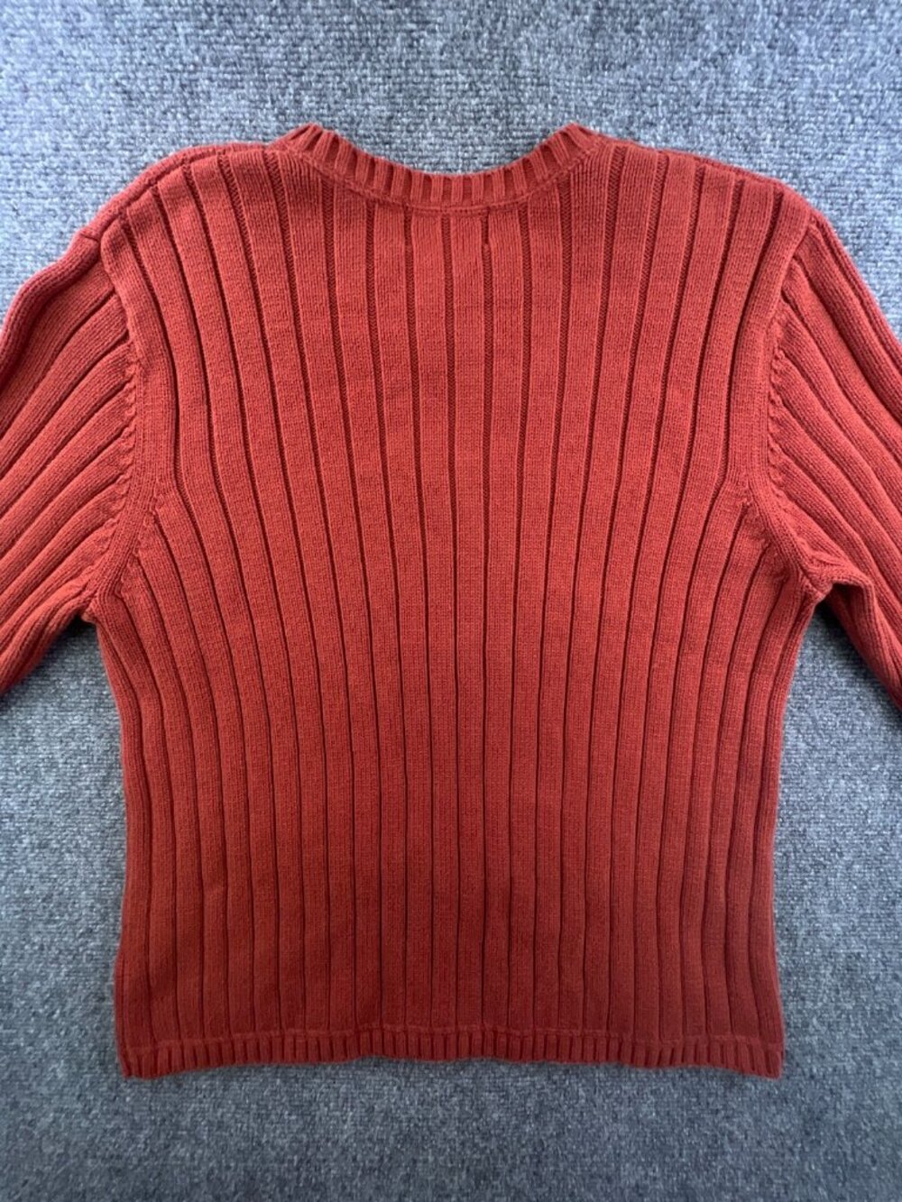 Eddie Bauer Sweater Mens Large Orange Pullover Long Sleeve Ribbed Cotton Adult - Picture 7 of 7